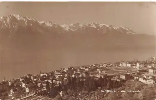 A961 Schweiz Clarens Gesamtansicht RPPC Vintage Postkarte