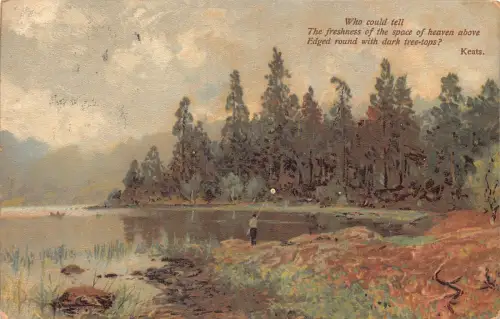 A951 England 1904 Landschaft See Fischer Keats Gedicht Vintage Postkarte