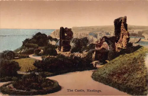 A949 England Castle Hastings Vintage Postkarte
