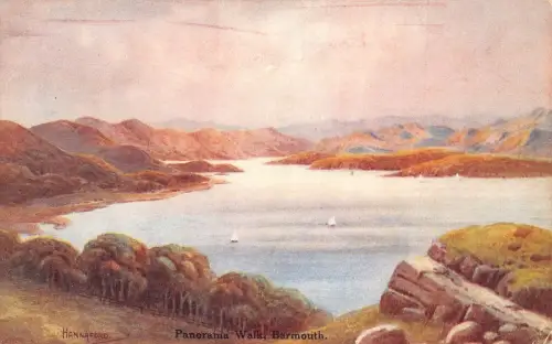 A953 England Panorama Spaziergang Barmouth Kunst von Hannaford Vintage Postkarte