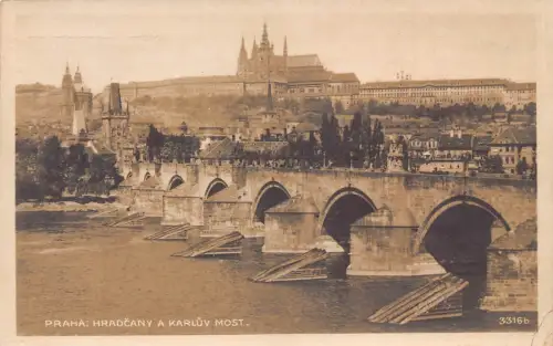 A924 Tschechien 1926 Praha Prag Hradschin a Karluv Most Brücke RPPC Postkarte