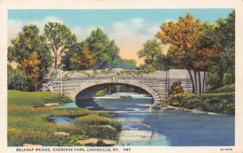 A969 US Belknap Bridge Cherokee Park Louisville Kentucky Vintage Postkarte
