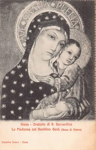 A804 Italien Siena Madonna col Bambino Gesu Sano di Pietro Kunst Postkarte