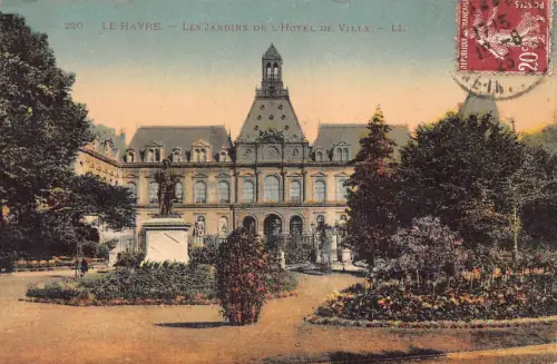 C022 Frankreich, Le Havre Les Jardin de l'Hotel de Ville 1925 Vintage Postkarte