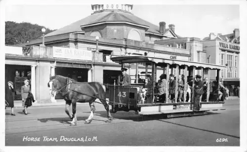 A982 England 1963 Isle of Man Douglas Horse Tram Cafe RPPC Vintage Postkarte