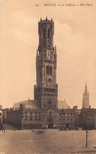 C055 Belgien Brügge Le Beffroi Turm Vintage Postkarte