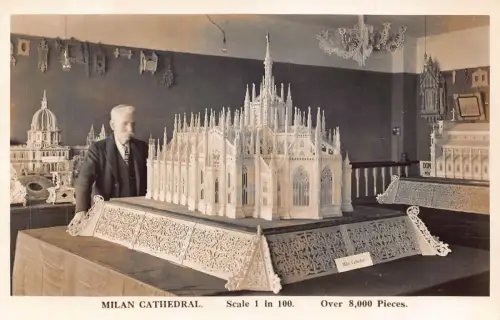 A806 Italien Holzmodell Mailänder Dom RPPC Vintage Postkarte