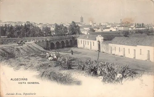 A966 Spanien Algeciras Vista General Bridge Vintage Postkarte