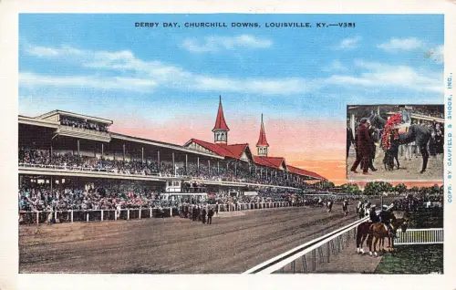 A968 US Derby Day Churchill Downs Louisville Kentucky Vintage Postkarte