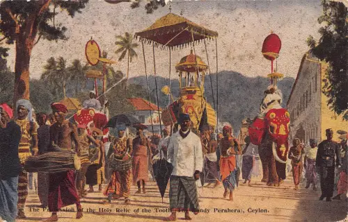 A967 Sri Lanka Ceylon 1932 Prozession Heilige Reliquie Zahn Perahera Postkarte