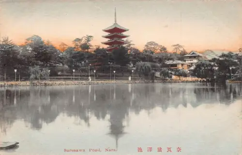 L270 Japan Sarusawa Teich Nara Turm Vintage Postkarte