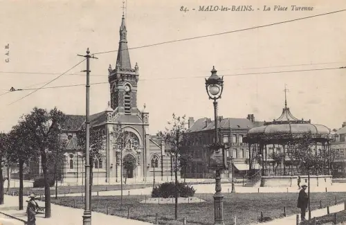 A816 Frankreich Malo les Bains Place Turenne Platz Vintage Postkarte