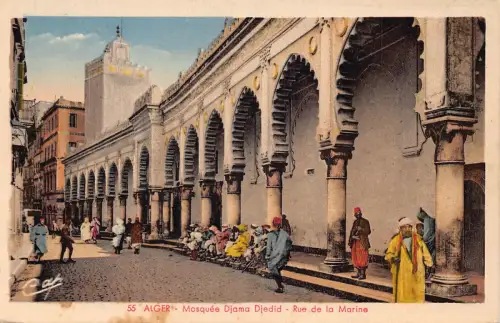 A926 Algerien Algier Moschee Djama Djedid Rue de Marine Postkarte