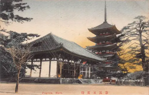 L272 Japan Pagode Nara Vintage Postkarte