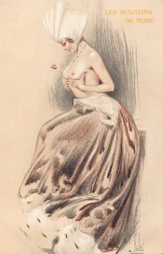 L530 Glamour Lady Schmetterling Die Rosenknospen Akt gewagt von L. Vallet Postkarte