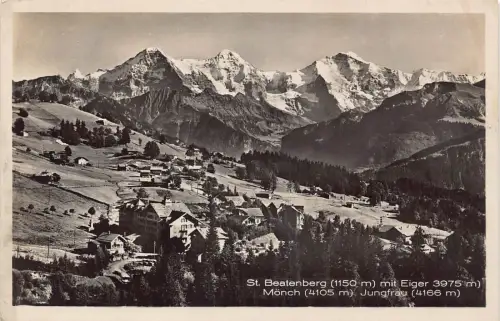 L045 Schweiz 1929 Gipfel Eiger Mönch Jungfrau Vintage Postkarte