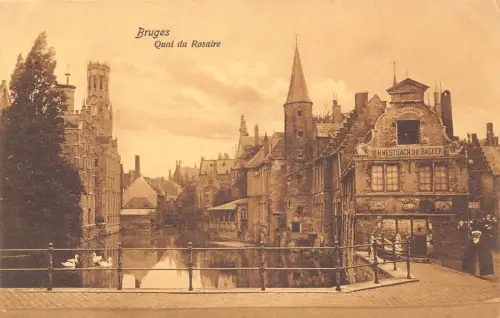 C054 Belgien Brügge Le Quai du Rosaire Vintage Postkarte