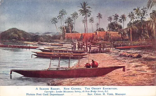 A928 Papua-Neuguinea Orient Ausstellung Badeort Boote Postkarte
