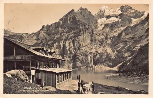 A961 Schweiz 1927 Kandersteg Oescinensee weiße Frau Berg RPPC Postkarte