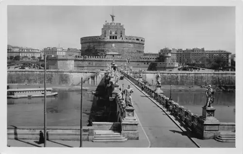 A807 Italien Rom Roma Schloss und S Angelo Brücke RPPC Vintage Postkarte