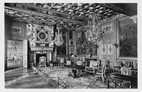 A816 Frankreich Palais de Fontainebleau Salon de Francois I Palace Vintage Postkarte