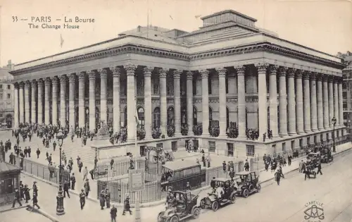 A816 Frankreich Paris Börse Wechselhaus Autos Oldtimer Postkarte