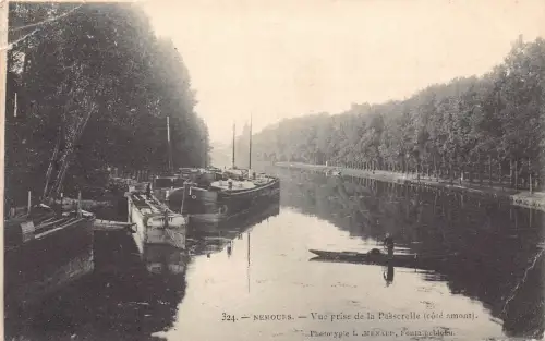 A817 Frankreich 1904 Nemours Vue Prise Passarelle Boot Vintage Postkarte