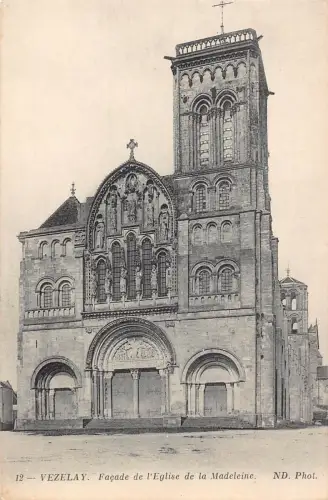 A192 Frankreich Vezelay Kirche Front de la Madeleine Vintage Postkarte