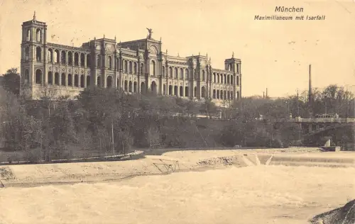 L123 Deutschland 1908 München Maximilianeum Wasserfall Vintage Postkarte