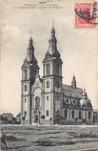 L123 Deutschland 1909 Huelhausen i E St Fridolinskirche Kirche Vintage Postkarte