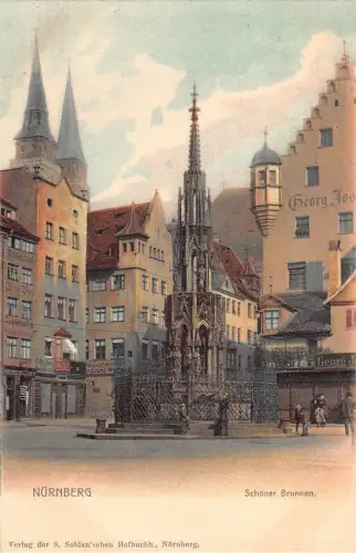 L123 Deutschland Nürnberg Schöner Brunnen Denkmal Vintage Postkarte