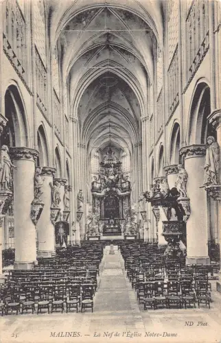 A192 Belgien Mechelen Malines Nef de L'Eglise Notre Dame Interieur Postkarte