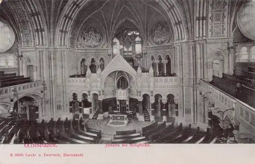 L122 Deutschland Wiesbaden Ringkirche Innenraum Kirche Vintage Postkarte