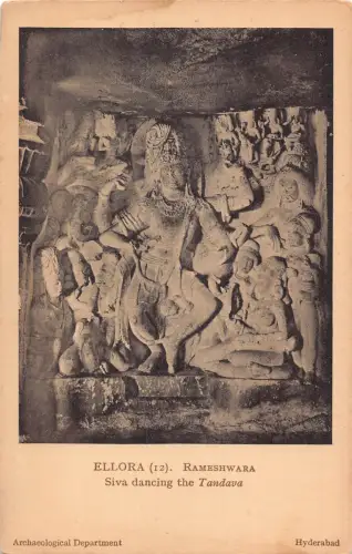 A954 Indien Ellora Rameshwara Shiva tanzend Tandava Vintage Postkarte