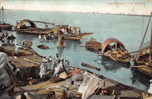 A932 Sudan Omdourman Markt Boote Fischer Vintage Postkarte