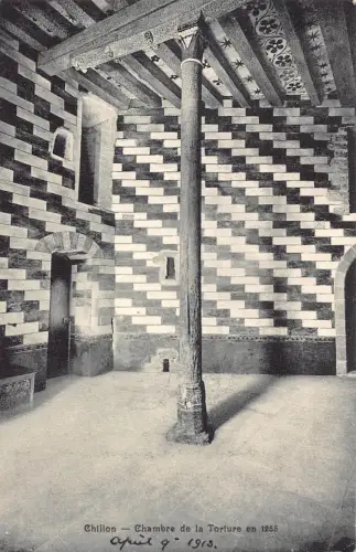 A809 Schweiz Chillon Folterzimmer in 1255 Vintage Postkarte