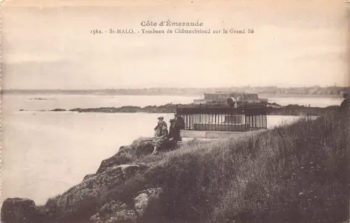 A817 Frankreich St Malo Tombeau de Chateaubriand sur Grand Be Grab Postkarte