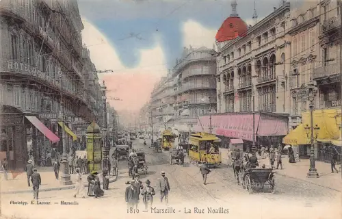 A932 Frankreich Marseille Rue Noailles Galeries Parfumier Hotel Vintage Postkarte