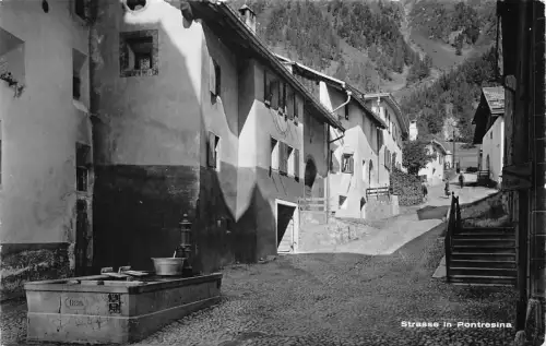 A809 Schweiz Straße in der Pontresinastraße Vintage Postkarte