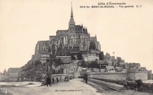 A818 Frankreich Mont St Michel Gesamtansicht Eisenbahn Vintage Postkarte