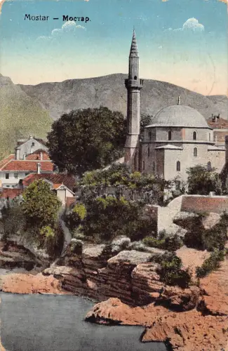 A955 Bosnien und Herzegowina Mostar Moschee Vintage Postkarte