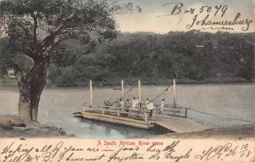 A985 Südafrika 1908 Flussszene Ponton Pier Vintage Postkarte