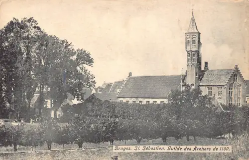 C054 Belgien Brügge St. Sebastian Guilde des Archers Vintage Postkarte