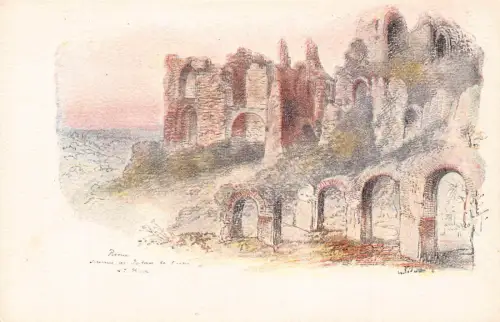 A935 Italien Rom Roma Ruinen des Palastes Cäsar Litho Postkarte