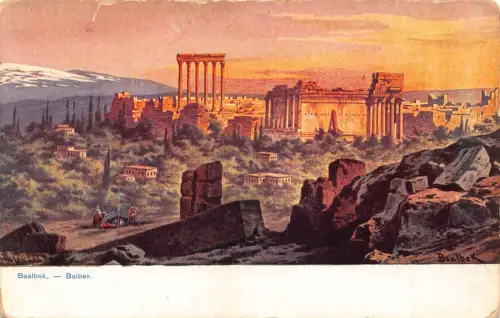 A936 Libanon Balbek Ruinen Vintage Postkarte