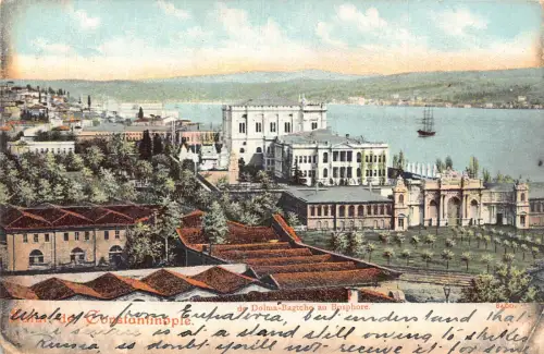 A967 Türkei 1905 Salut de Constantinople Dolma Bagtche au Bosphore Postkarte