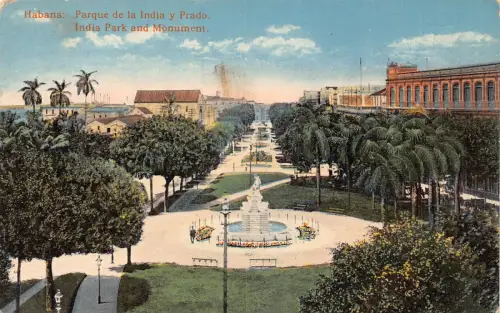 A813 Kuba Habana Havanna Indien Park und Denkmal Vintage Postkarte