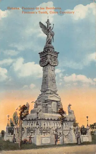 A814 Kuba Havanna Habana Feuerwehrgrab Colon Friedhof Vintage Postkarte