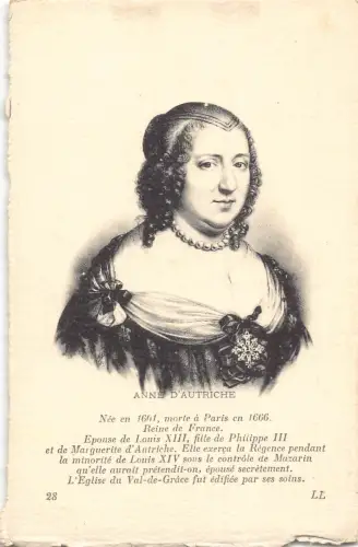 A984 Royalty Queen of France Anne of Austria Vintage Postkarte
