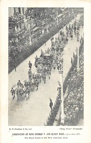 A984 Royalty Coronation King George V Queen Mary 1911 Admiralty Arch Postkarte